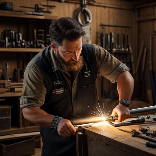 Locksmith Cuts Key in Workshop: Photorealistic 8k