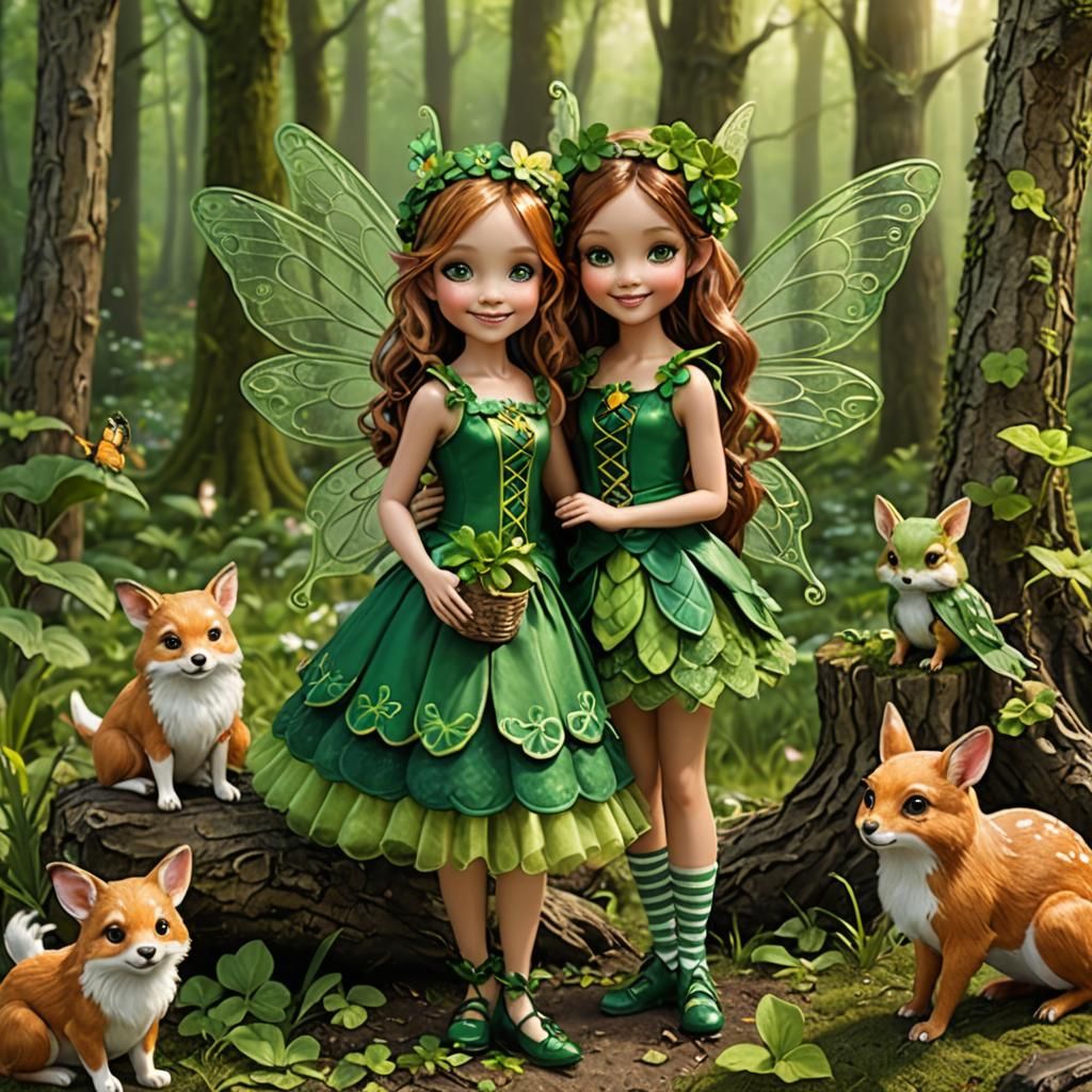 St. Patrick's Day Fairy with Woodland Friends