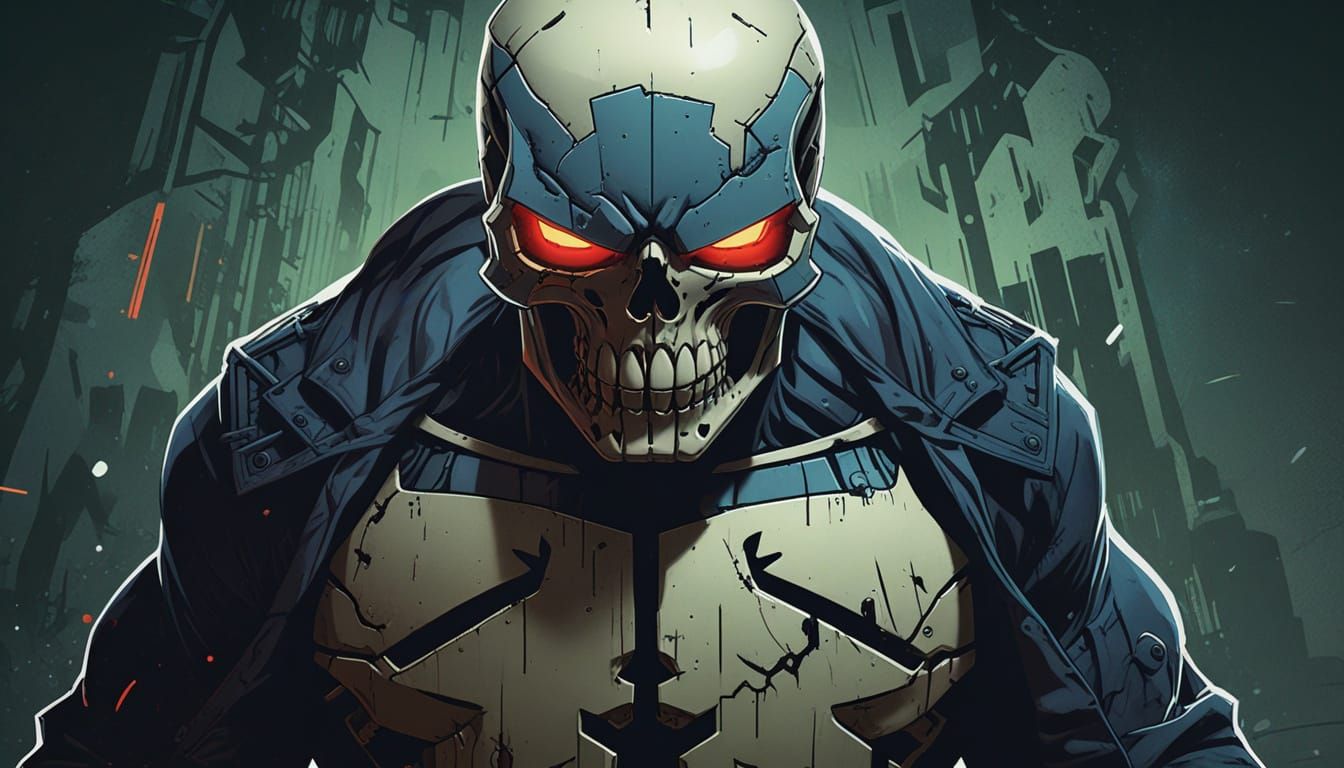 CyberPunisher's Retro Futuristic Emblem in DC Comics Style