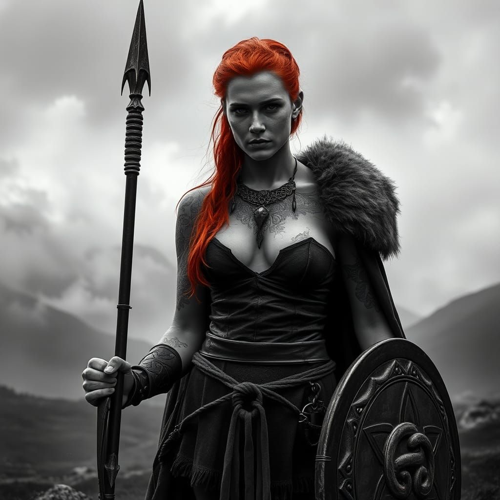 Redhead Pictish Warrior in Highland Mist