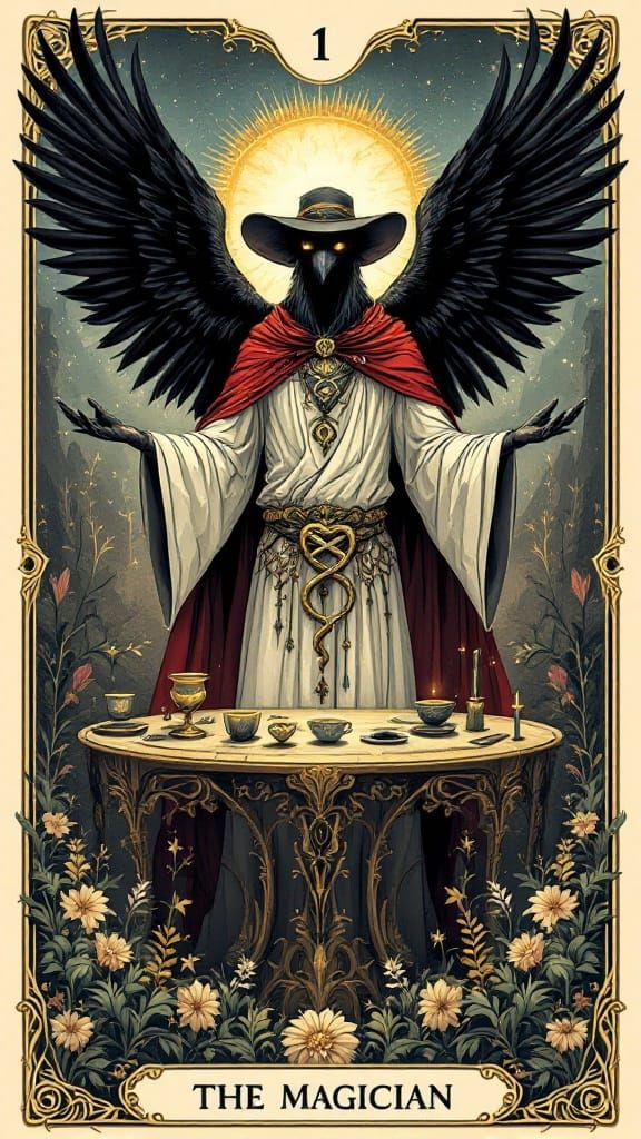 The Raven-Magician in Modern Mystical Style