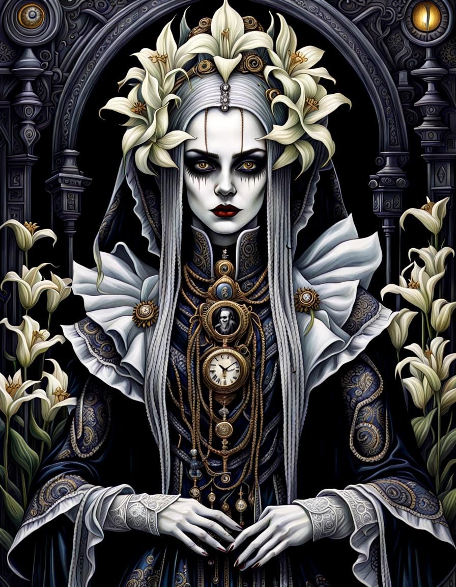 Gothic Horror Girl by Giger, Intricate Detail