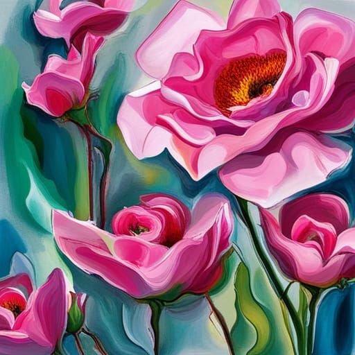 Abstract Pink Roses with Fine Details