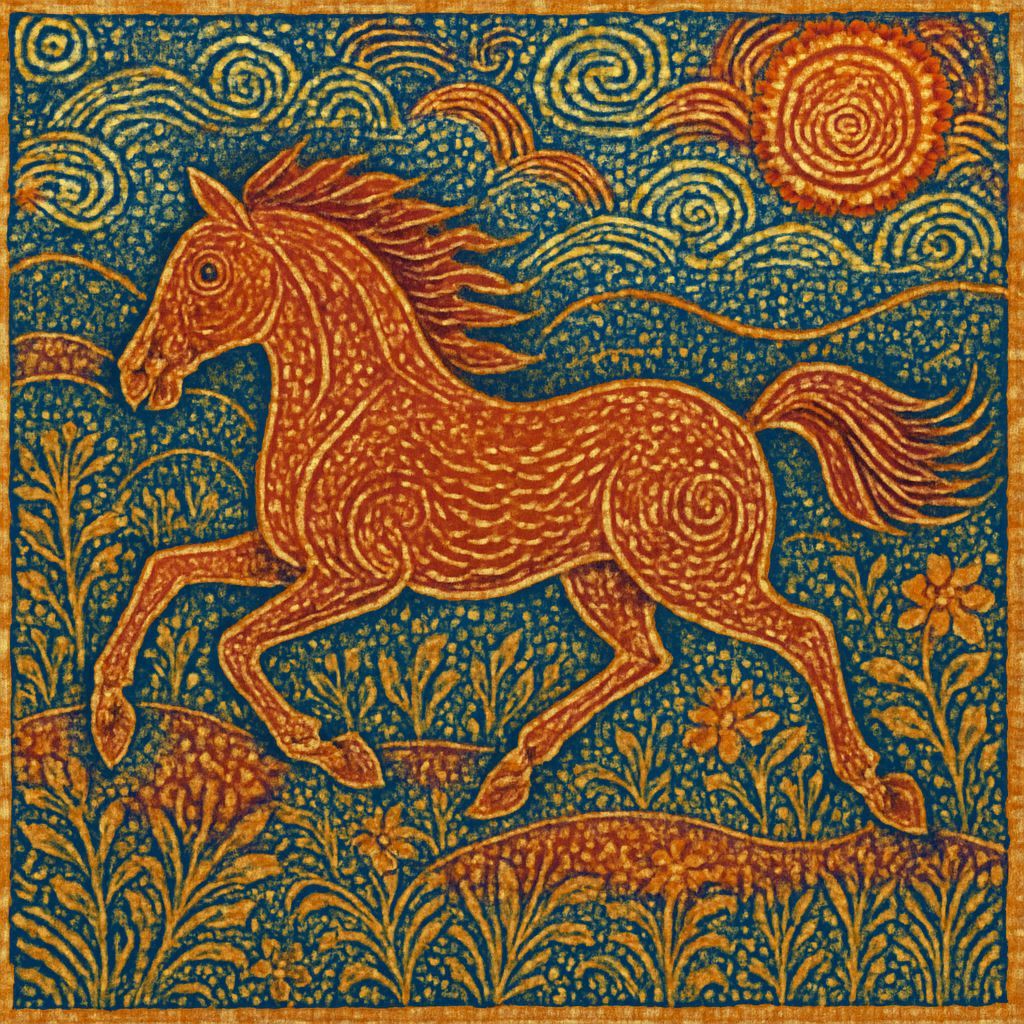 A horse running in a field.