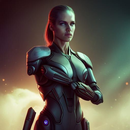 Terminator Cyborg Girl in Detailed Matte Painting