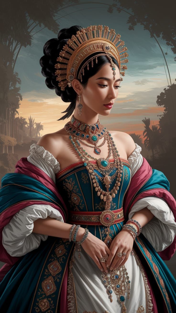 Elegant Woman in Vibrant Cultural Attire