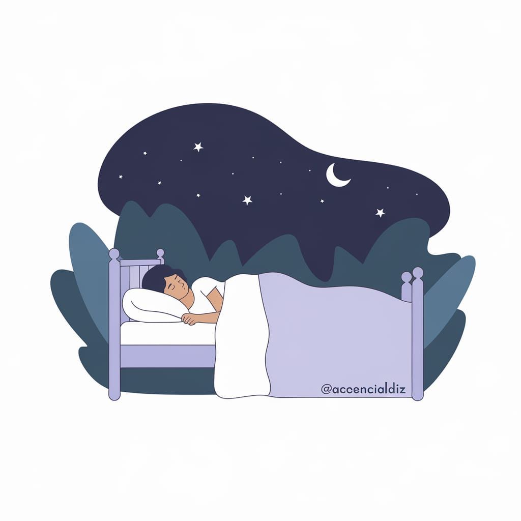 Peaceful Night: Minimalist Sleeping Scene Illustration