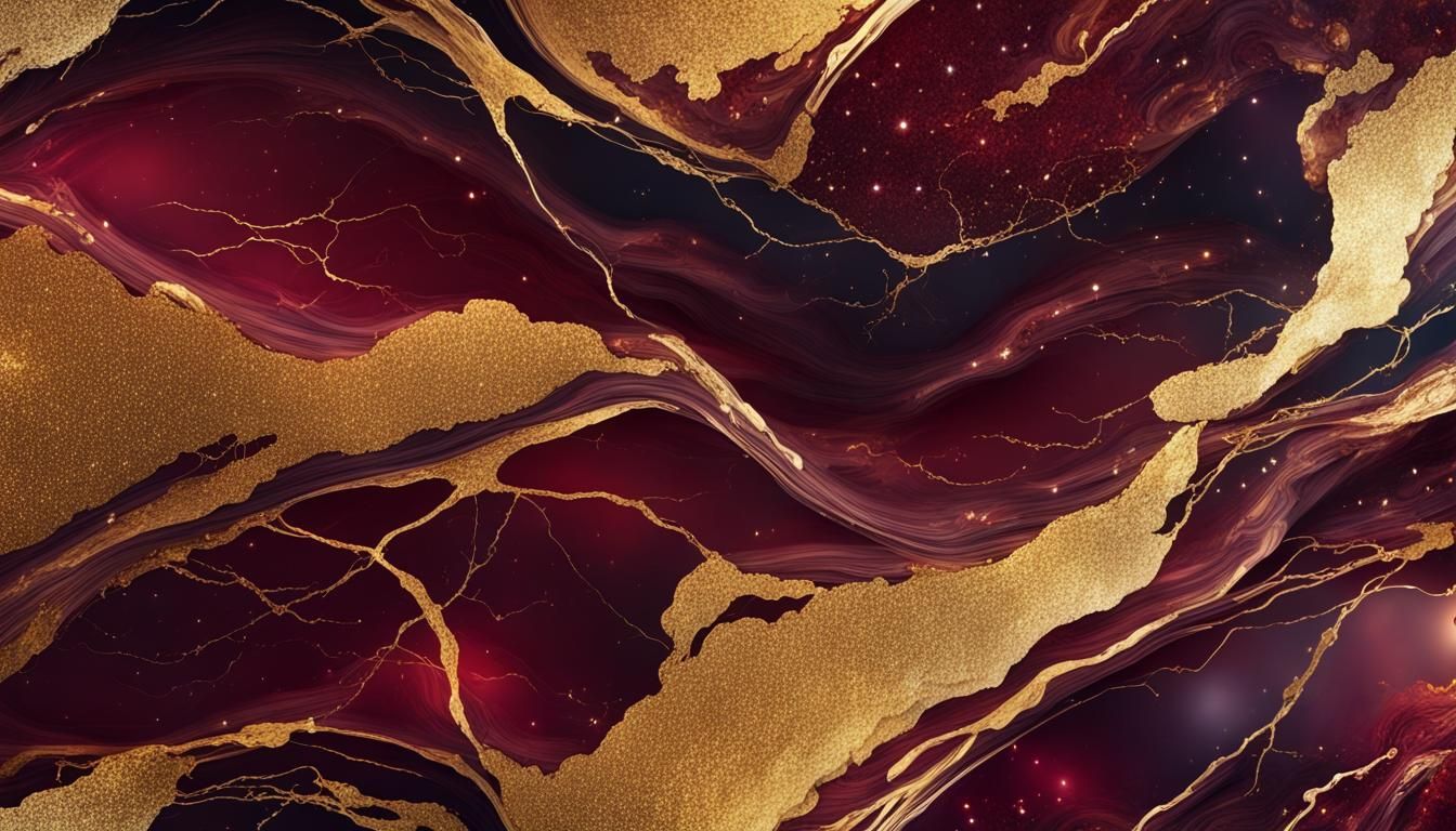 Burgundy and Gold Fantasy Marble Texture