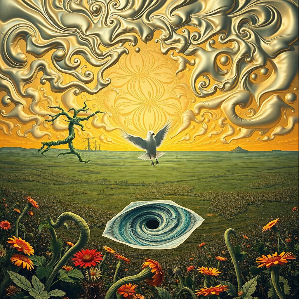 Surreal Landscape with Elastic Flora in Dali Style