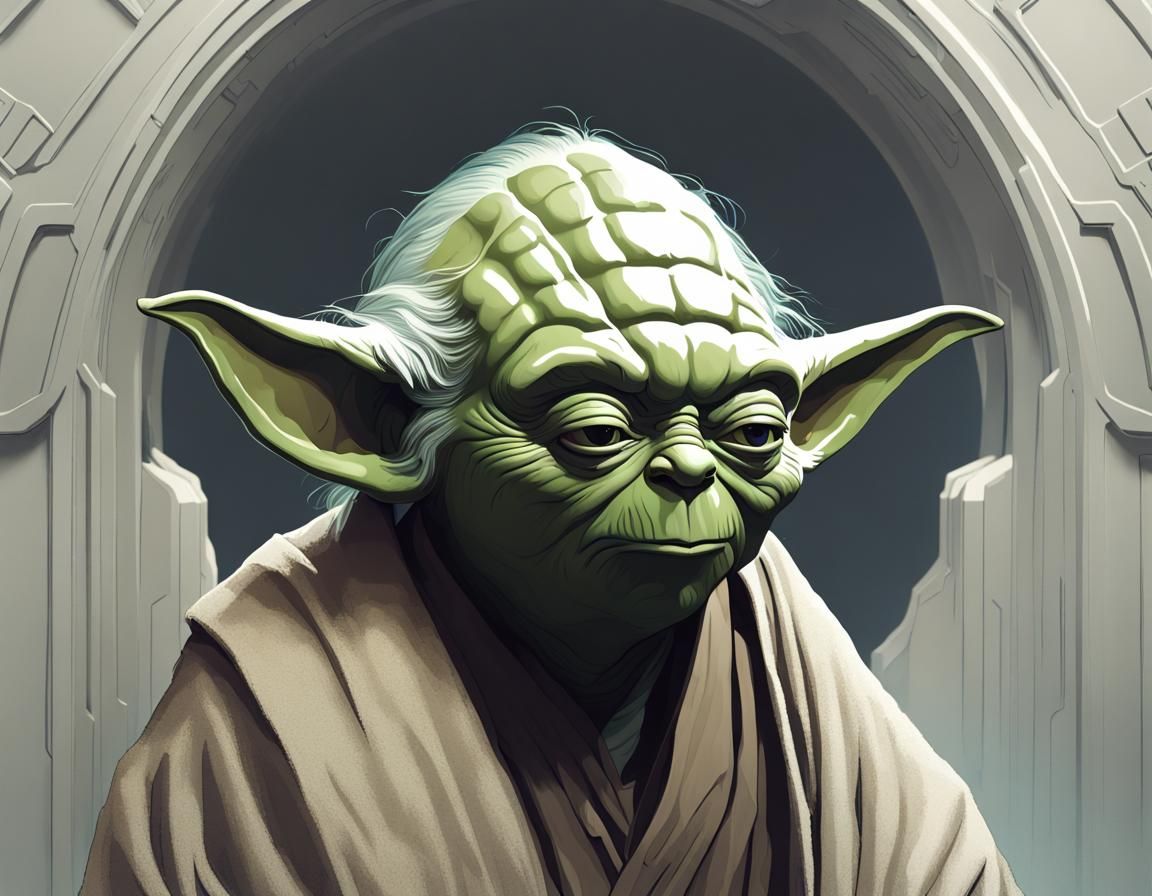 Yoda Portrait on Dagobah in Art Nouveau Style