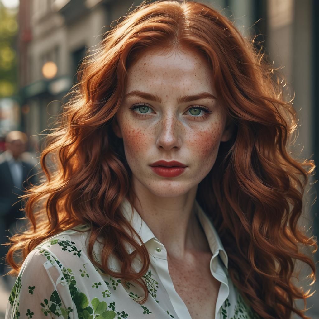 Red-Haired Woman Portrait in High-Contrast Gothic Style