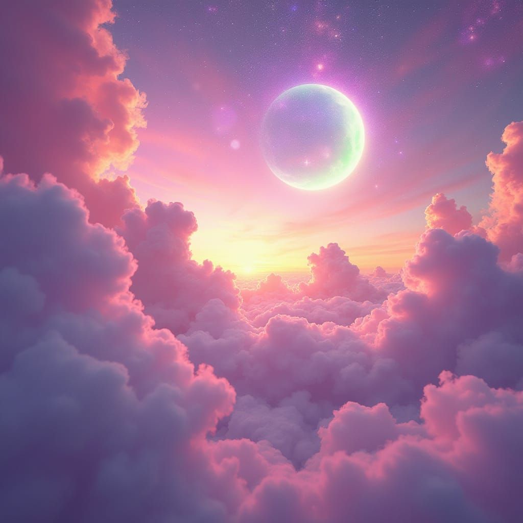 Opalescent Angel in Cosmic Neon Hues