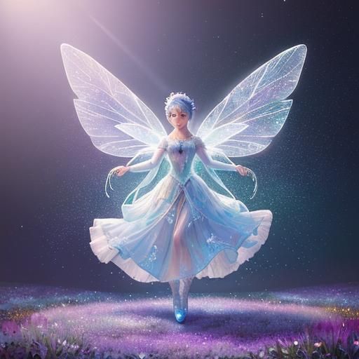 Luminescent Fairy Dancing in a Frozen Flower