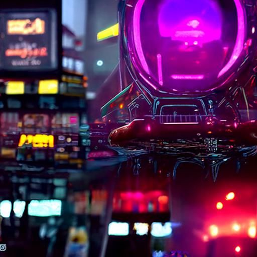 Cyberpunk Market with Holographic Astral Elements