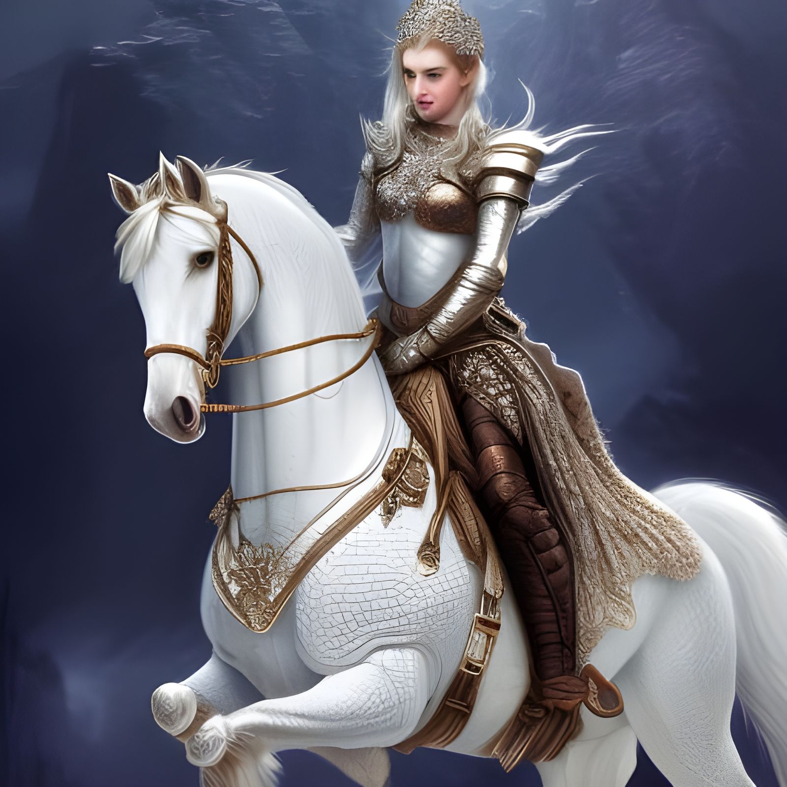 Snow Princess in Dragon Scale Armour: Hyperdetailed Portrait