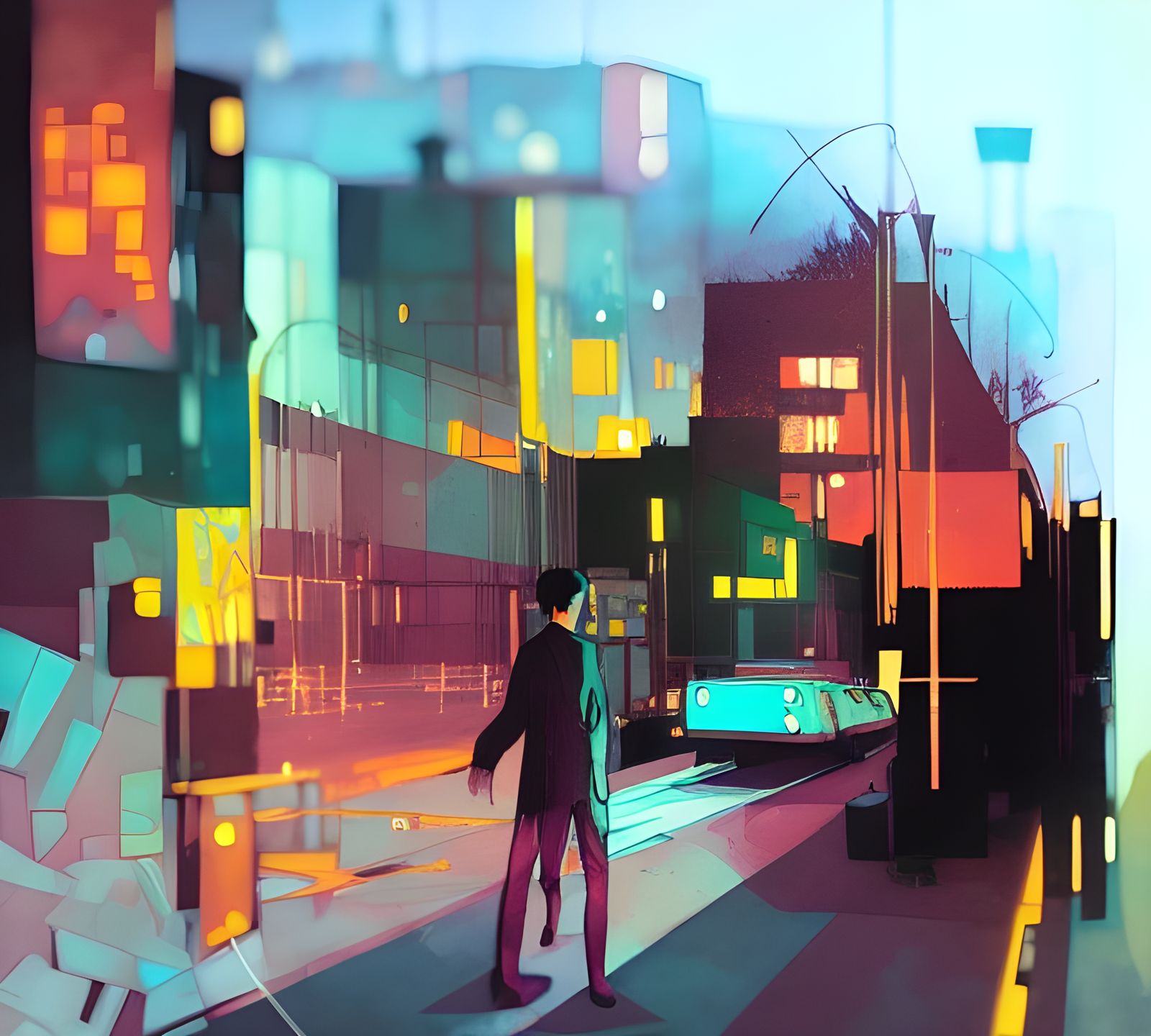 Berlin Nightlife in Film Noir and Watercolor Style