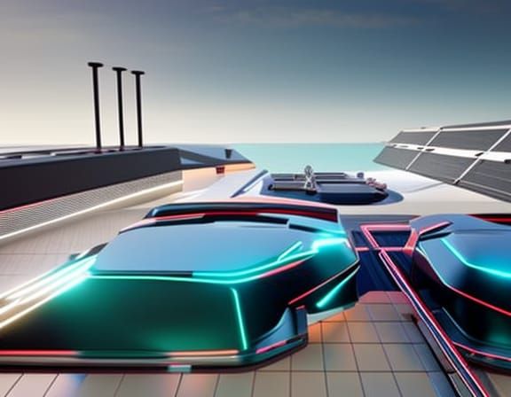 Futuristic Poolside Robots in Sci-Fi Style