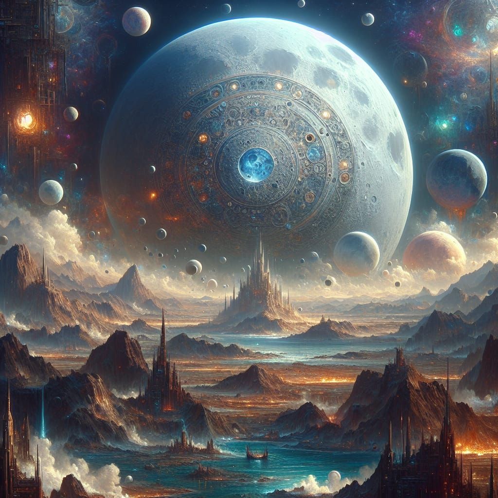 Realistic Moonscapes in Apocalyptic Fantasy Style