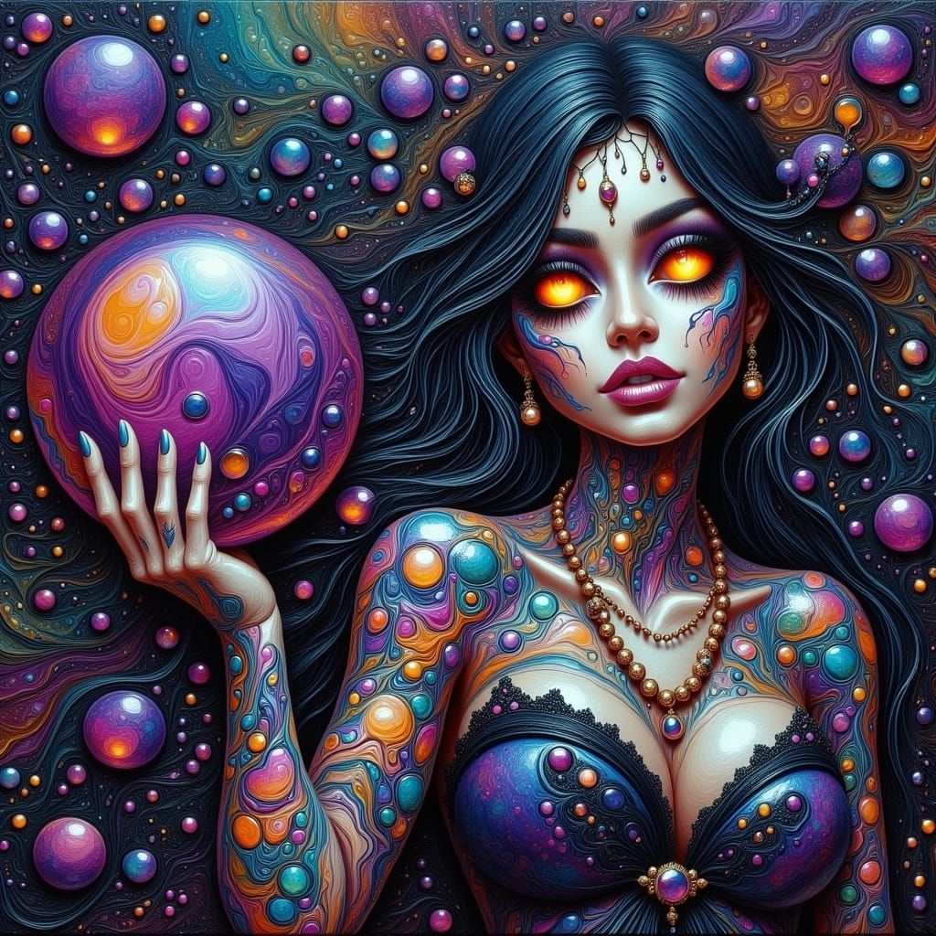 Dark Fabric Witch with Glowing Orb