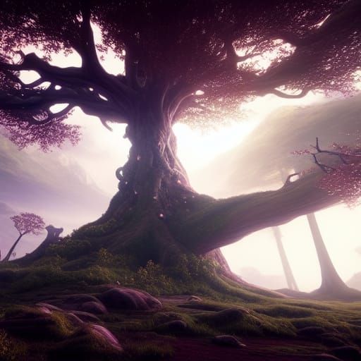 Mystical Yggdrasil Connecting Nine Realms in 4K