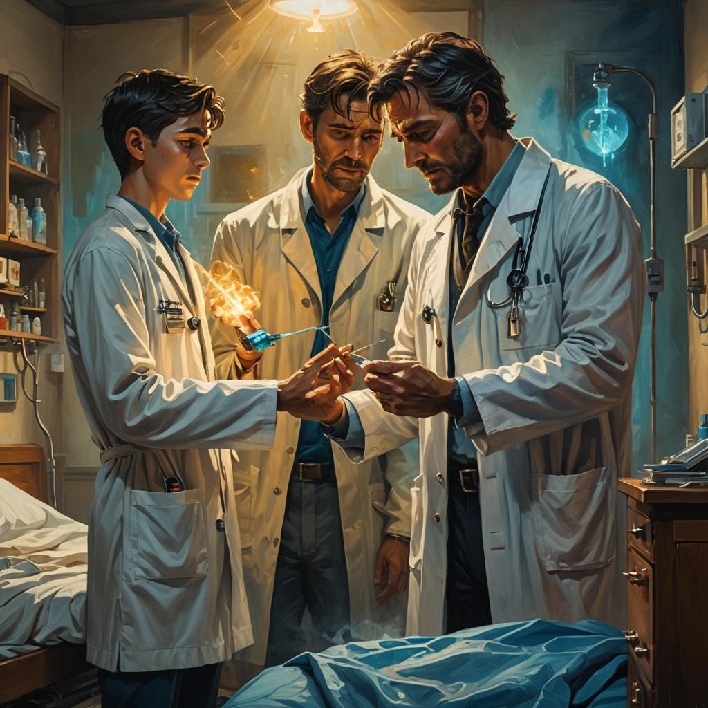 Mystical Doctor with Injection in Fantasy Art Style