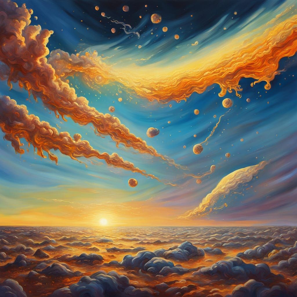 Comet in Surrealist Oil Painting Style