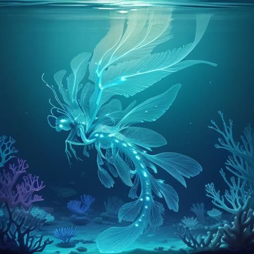 Glowing Firefly Shrimp in Bioluminescent Coral Reef