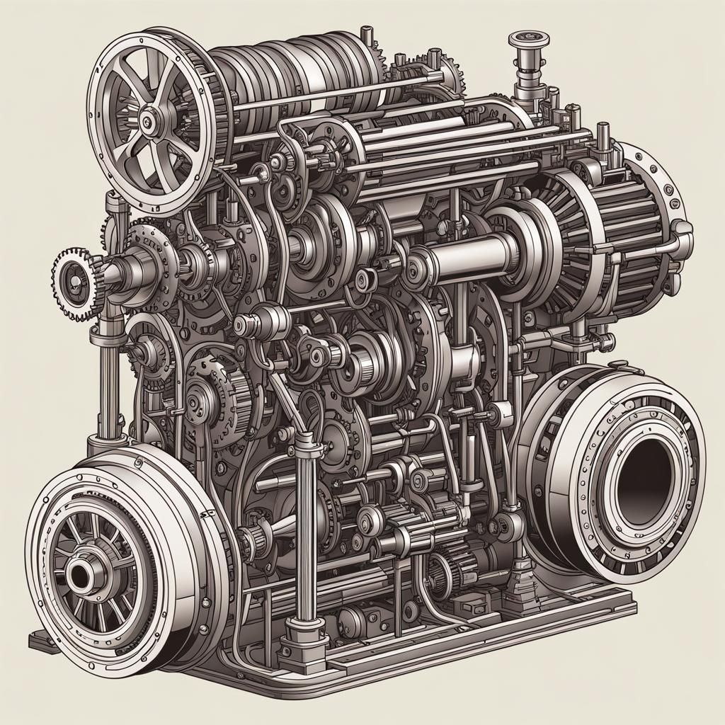 Complex Machine: Isometric Flat Shading Vector Design
