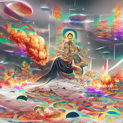Holographic Buddhist Armageddon Cosmic Illustration