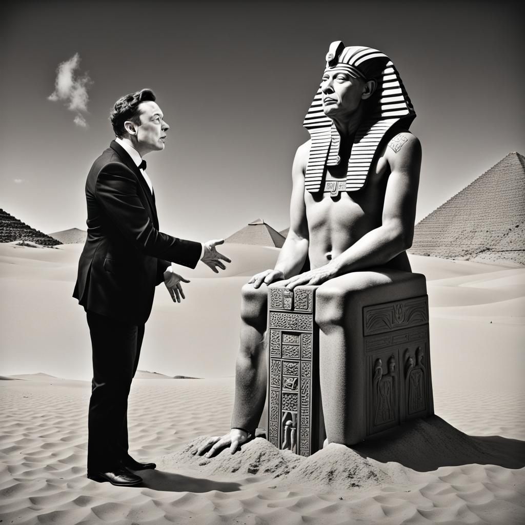 Elon Musk Meets Pharaoh in Surreal 40s Photo