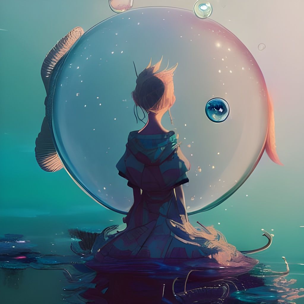 Cute Water Monster Portrait in Anime Style