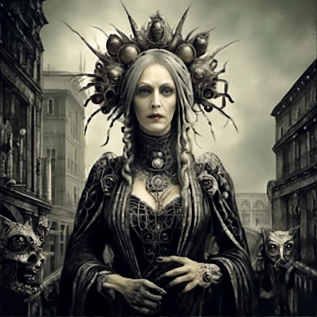 Disturbing Asylum Scene in Art Nouveau Style