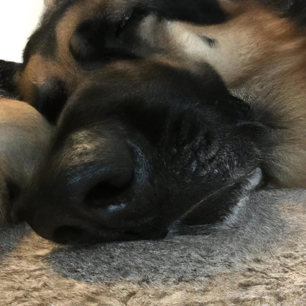 Lazy German shepherd sloth sleeping