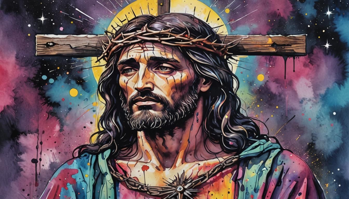 Jesus Christ with Crown of Thorns in Pop Art