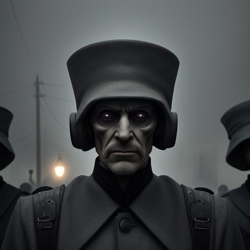 Dystopian Cityscape in an Ominous, Orwellian Style