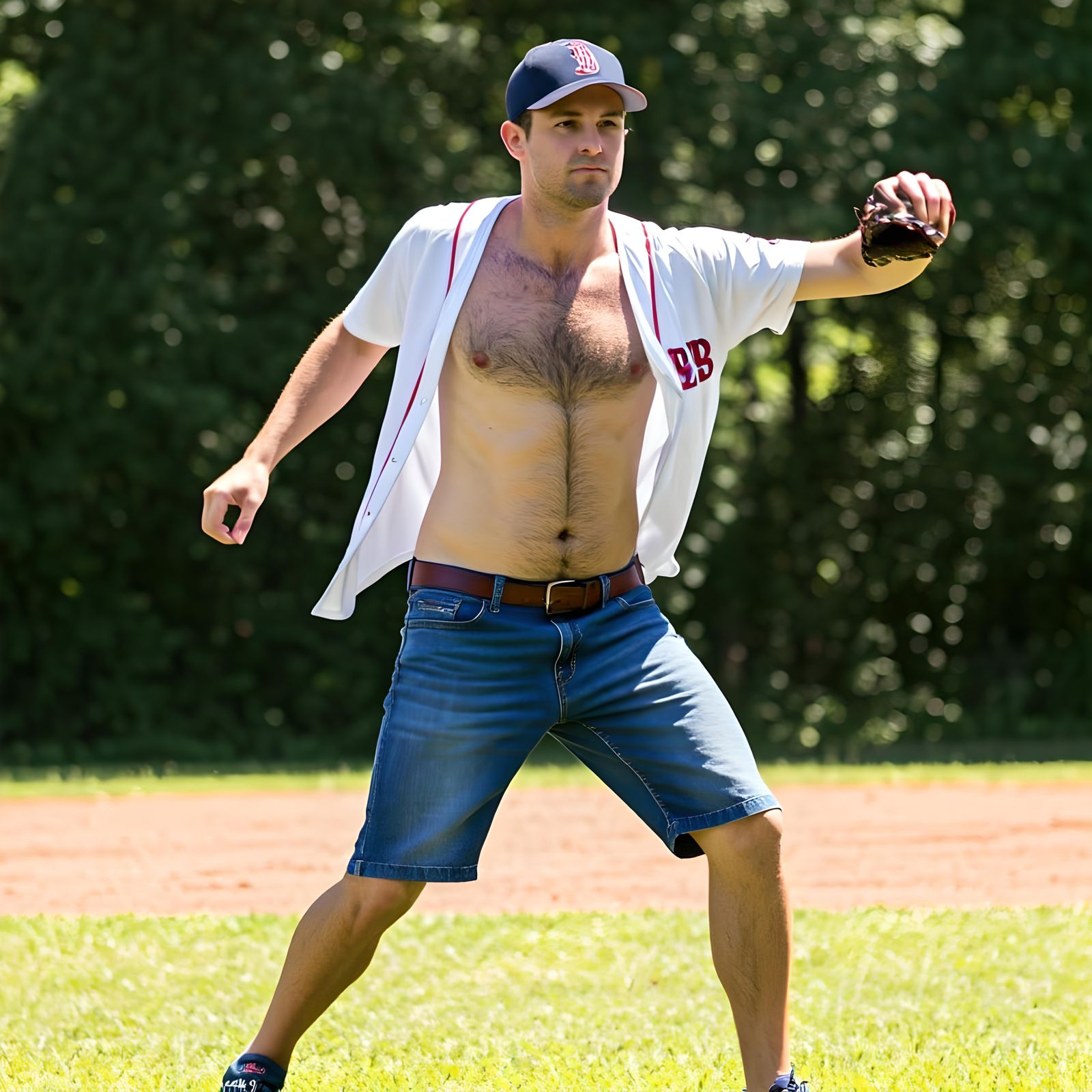 Man Pitches Baseball at Backyard Party
