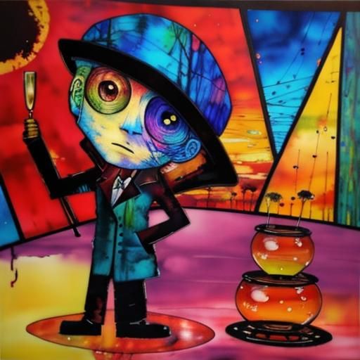 Encaustic Spring Landscape Inspired by Van Gogh