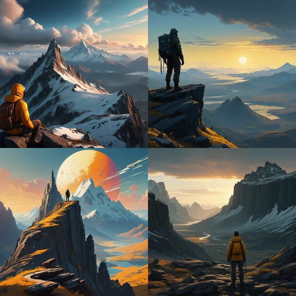 Epic Sunrise Mountain Scene in Vibrant Digital Art