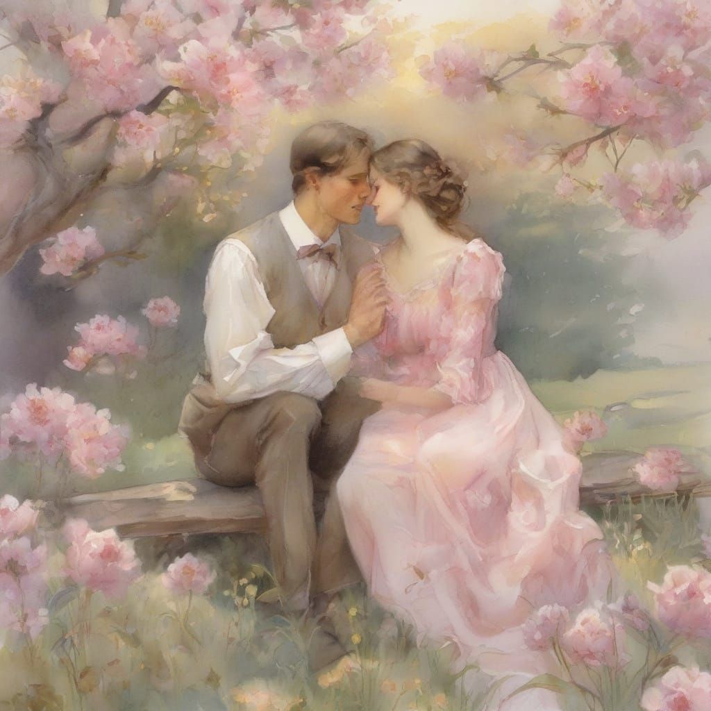 A young couple heartful romantic meeting after long time