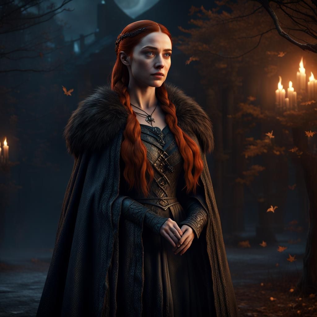 Sansa Stark as Halloween Witch: Photorealistic Art