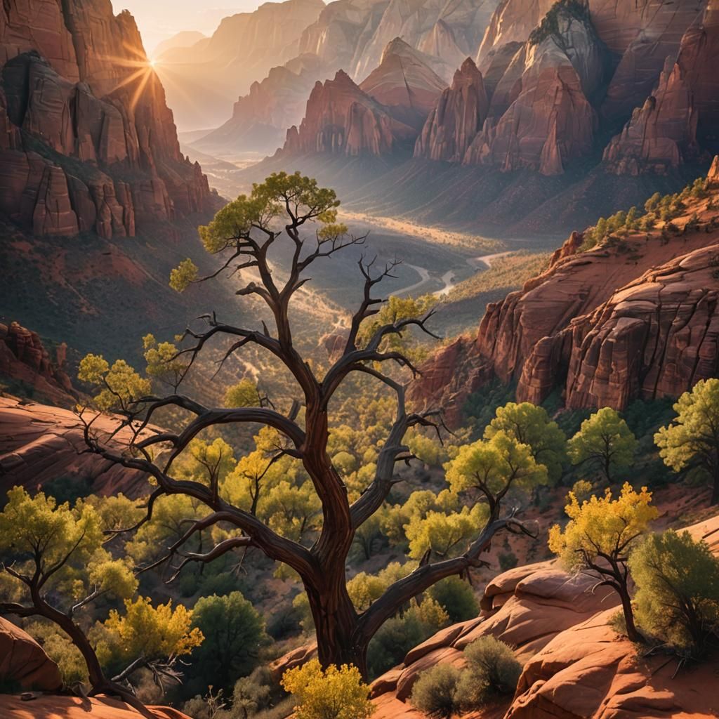 Zion National Park at Golden Hour, Landscape Photography