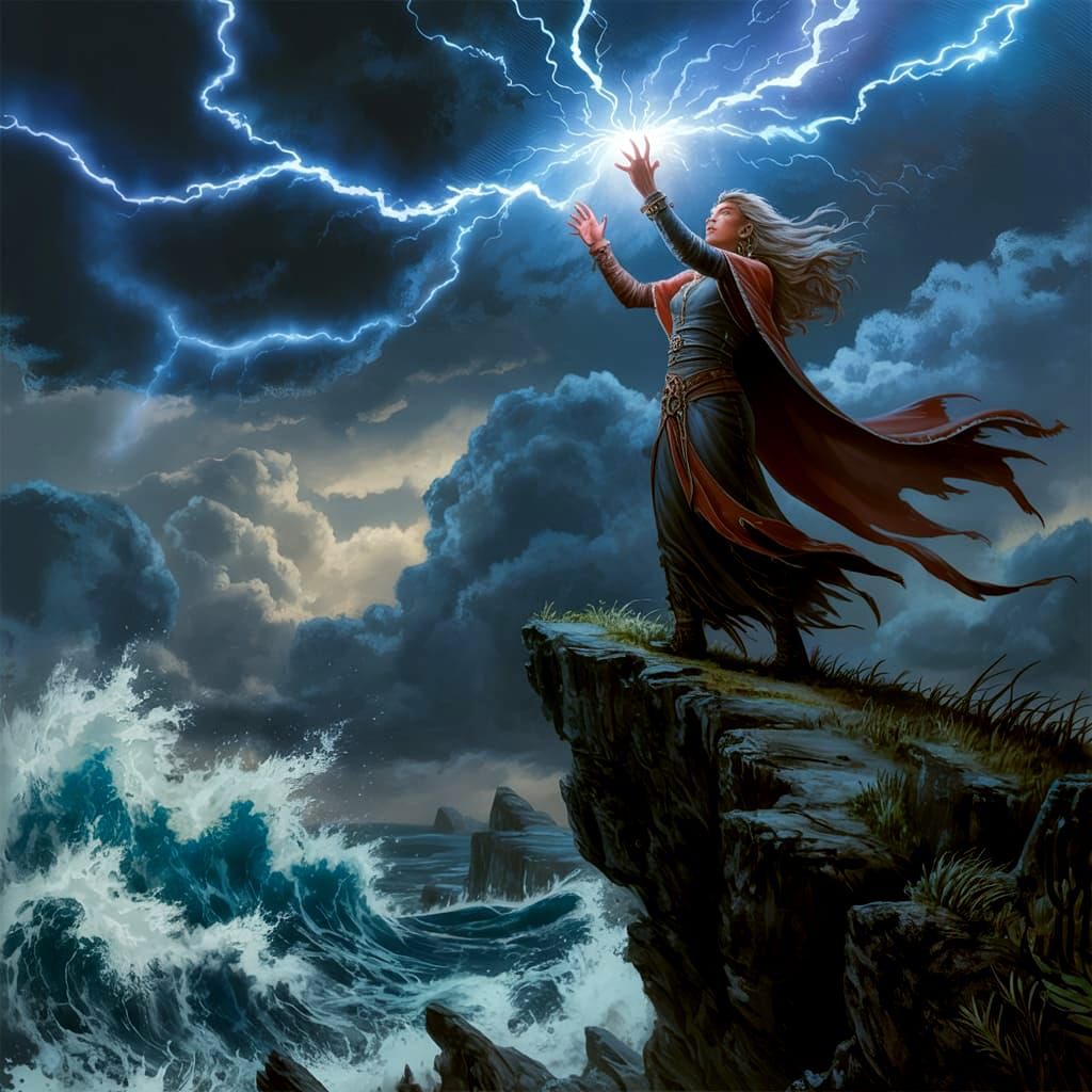 Sorceress Summons a Storm in High Fantasy Style
