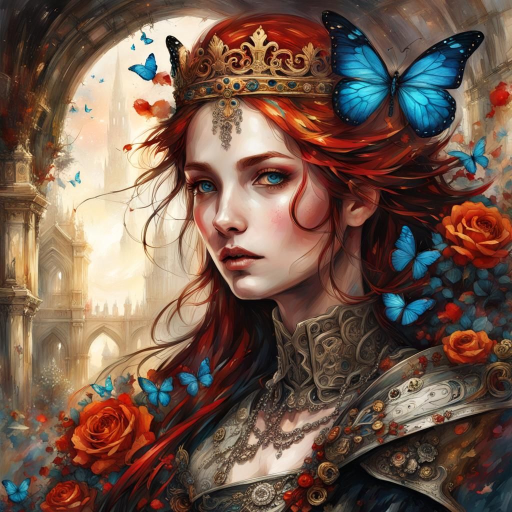 Auburn Haired Fairy Queen in Gothic Sunlight