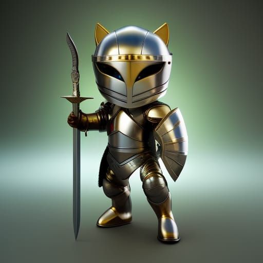 Futuristic Knight Kitten with Sword