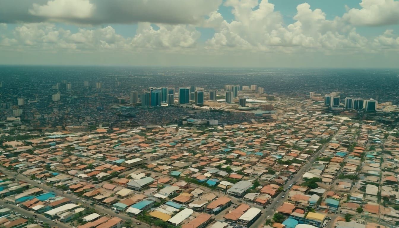 Bird's Eye View of Lagos, Nigeria: Futuristic Cityscape in T...
