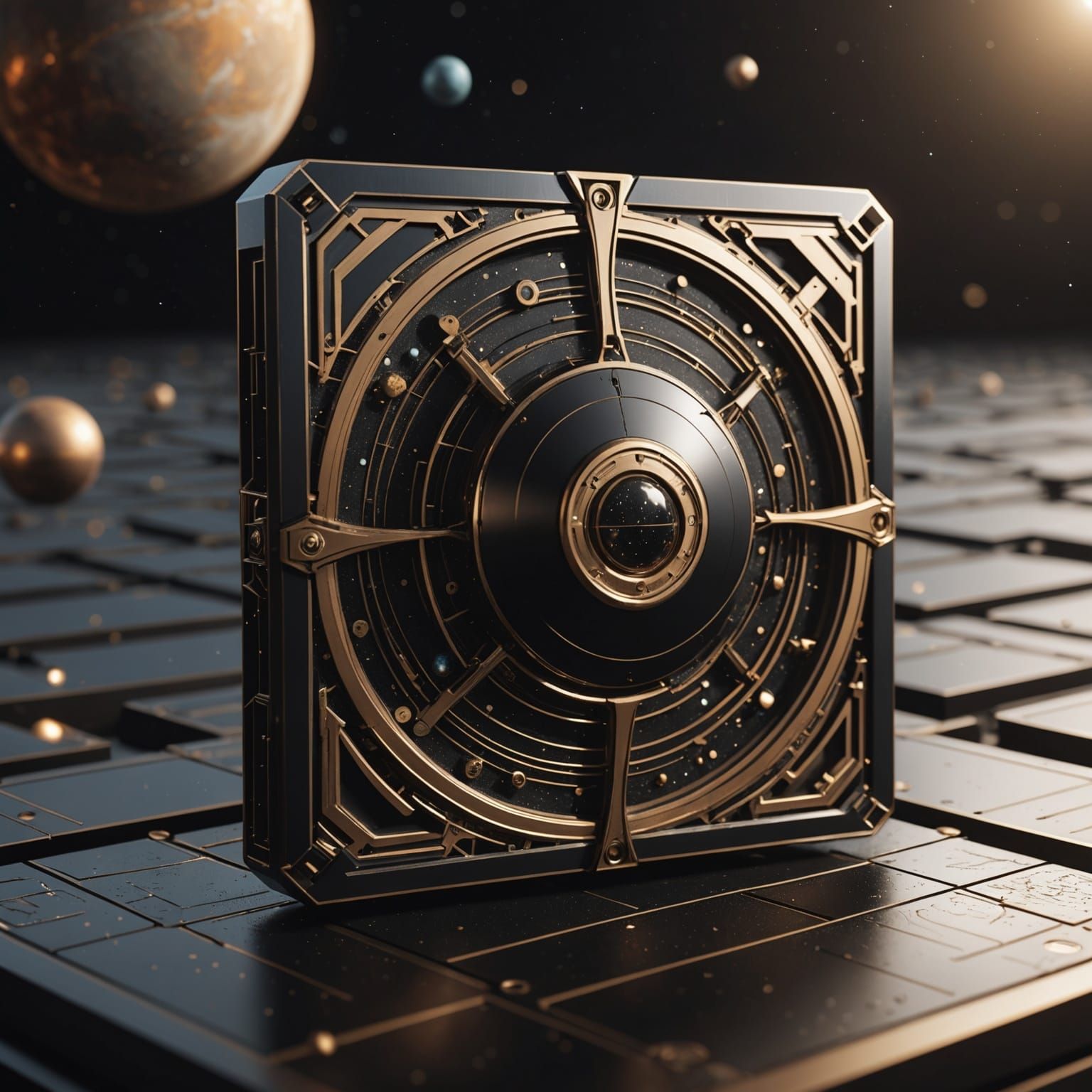 Black Bronze Solar System: Sci-Fi Metal Art