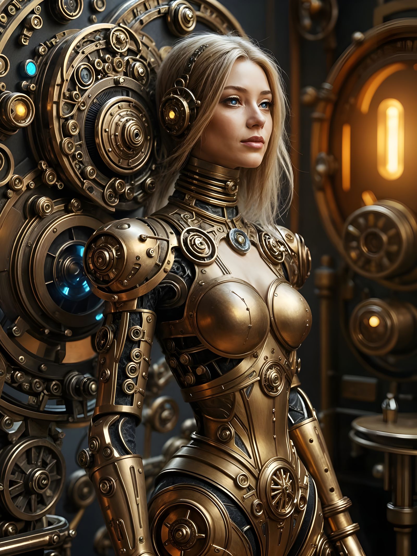 Steampunk Cybernetic Android Revealed in a Gilded Aesthetic