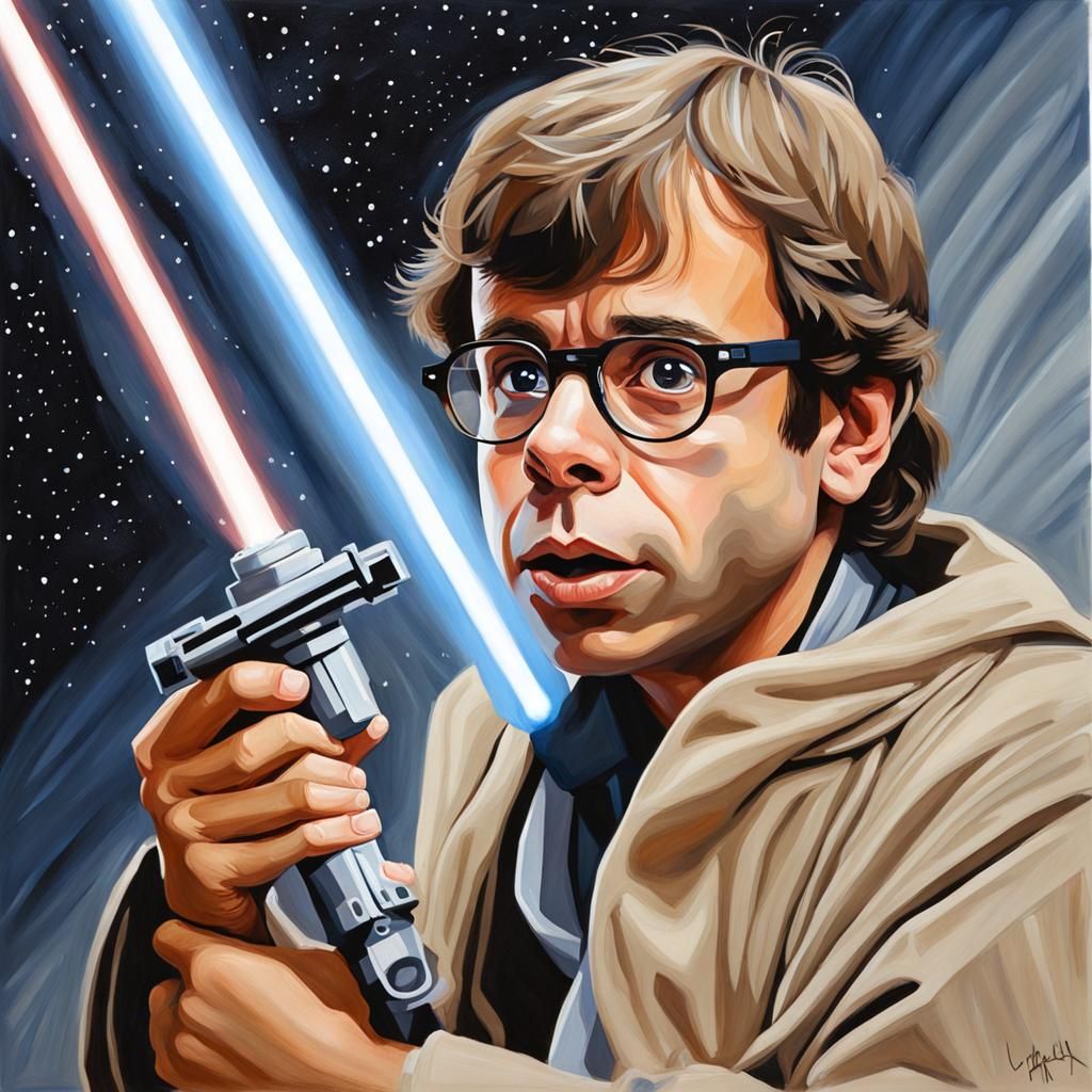 Rick Moranis as Luke Skywalker: Gouache Painting
