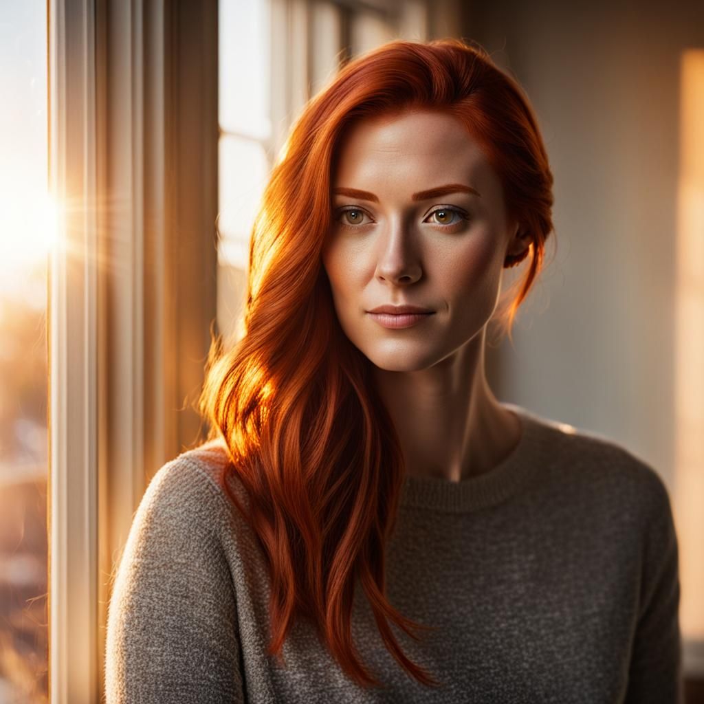 Photorealistic Portrait of a Red-Haired Woman