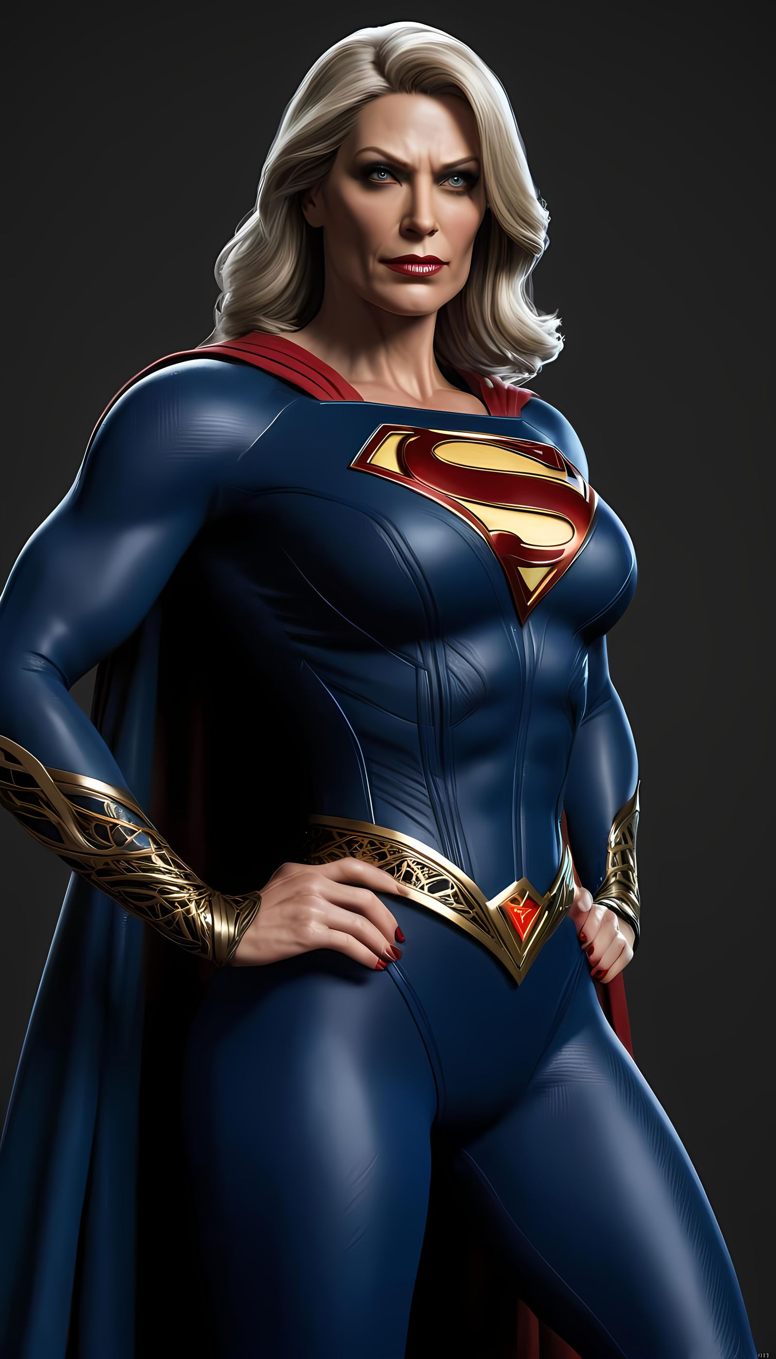 Sinister Mature Supergirl with Gold Accents